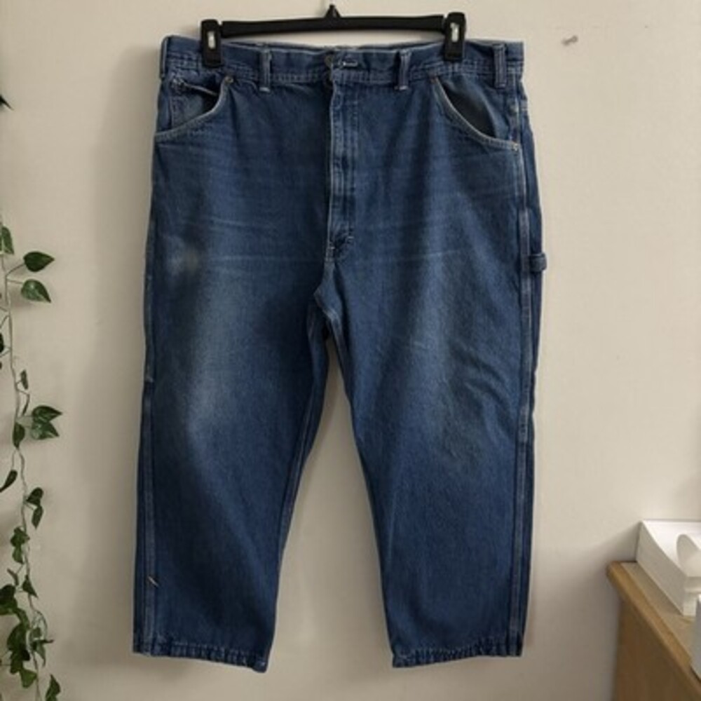 Vintage Late 1970s–80s Key Carpenter Jeans Workwear Denim W40 (38”) x 24” Inseam